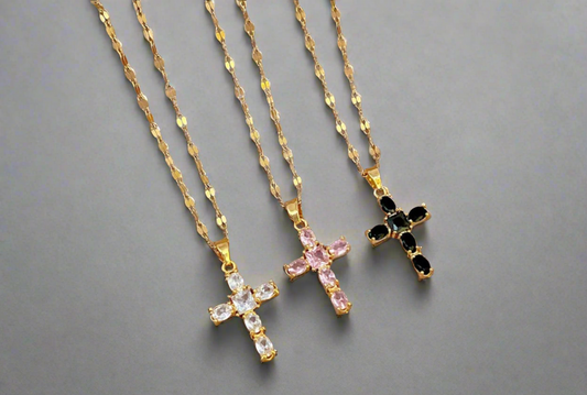 His Glory Stone Cross Pendant Necklace